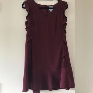 Sleeveless Plum Ruffle Dress